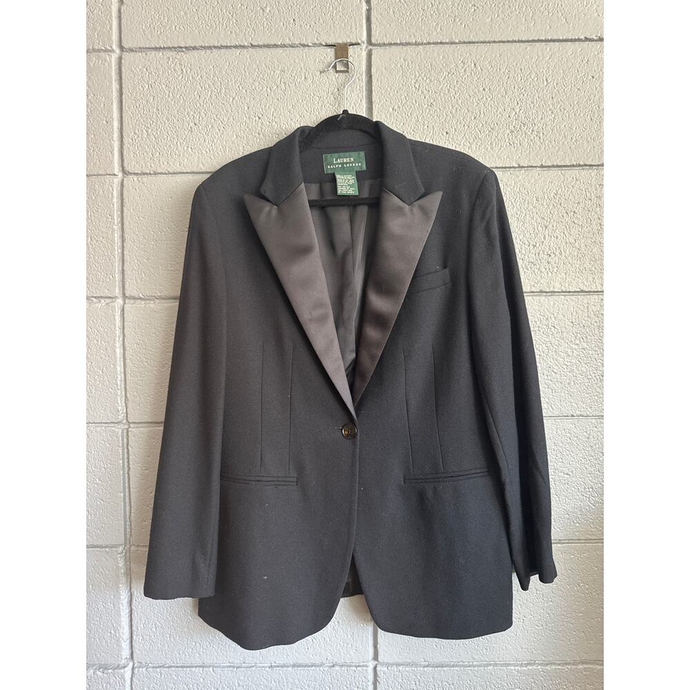 Lauren Ralph Lauren Wool Black Satin Trim Blazer size 10
